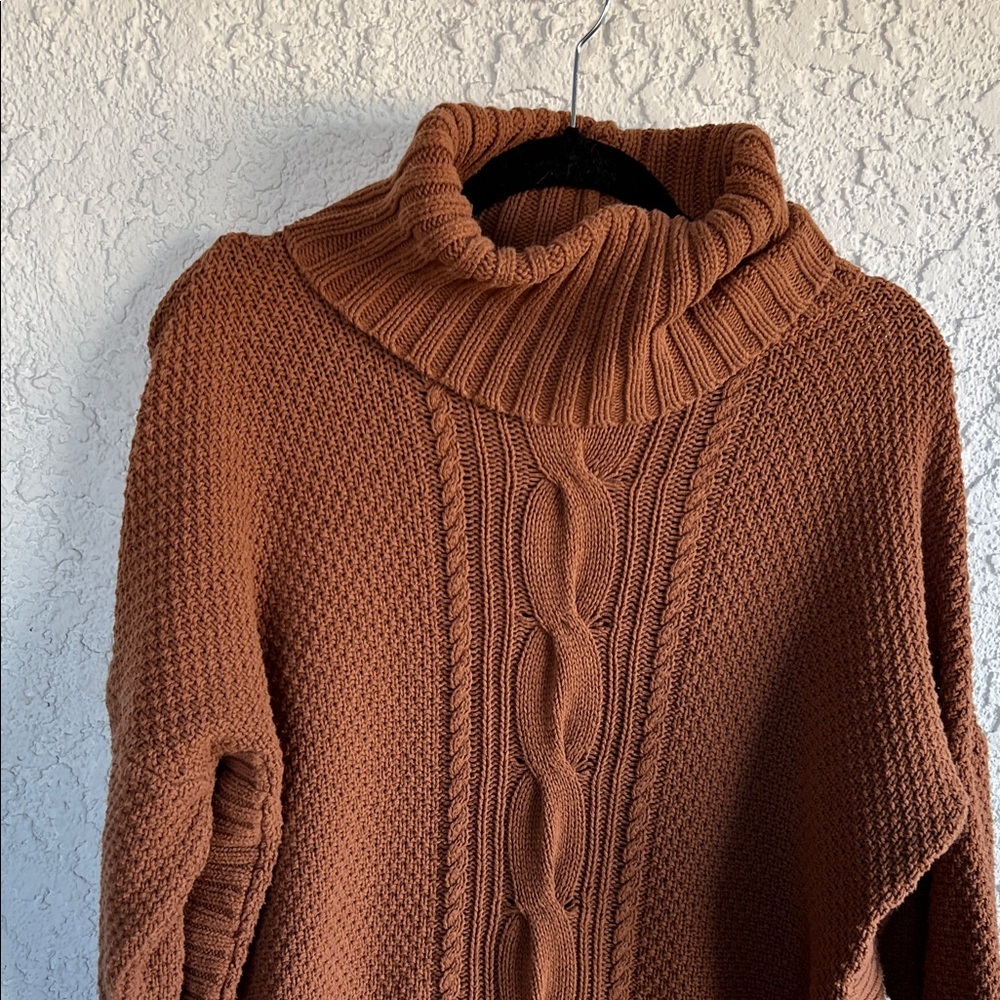 EXPRESS Cozy Brown Turtleneck Sweater - Picture 2 of 12